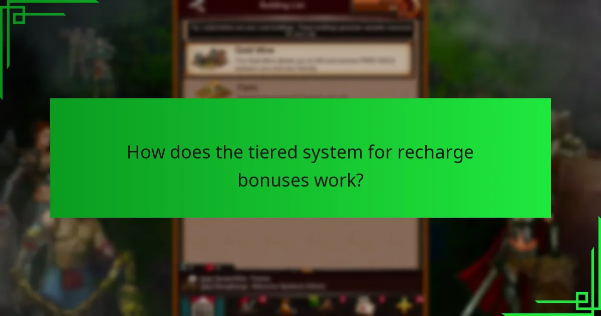 How does the tiered system for recharge bonuses work?