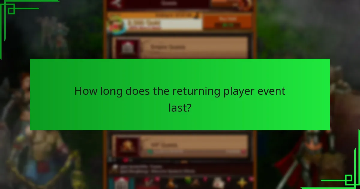 How long does the returning player event last?